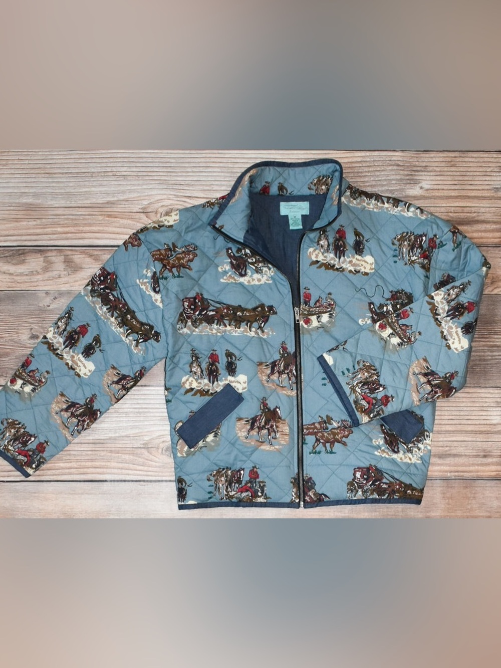 Tasha Polizzi Blue Western Print Jacket
